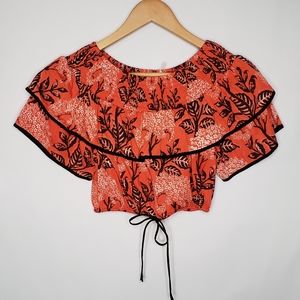 Biji Off-Shoulder Summer Festival Ruffle Crop Top